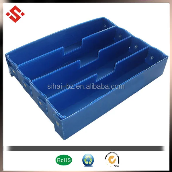 Corrugated plastic turnover box with partition and dividers for electronic parts