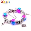 Best gift classic red blue crystal beads Heart key Pendant Energy bracelets friendship