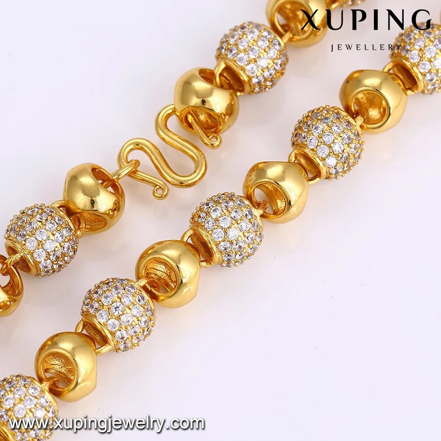 43463 Xuping Artificial Jewellery 24k Gold Bead Necklace Chain
