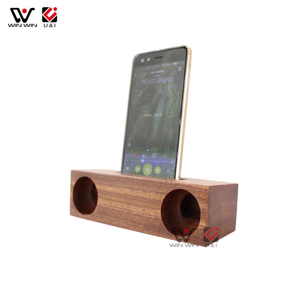 Innovative Bamboo Wood Mobile Phone Sound Amplifier Stand Double Sound