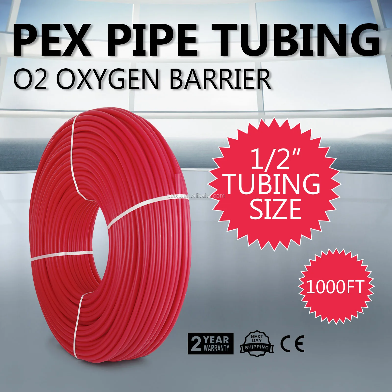 1//2 /"x 1000ft tubería PEX O2 Oxigeno barrera calor radiante