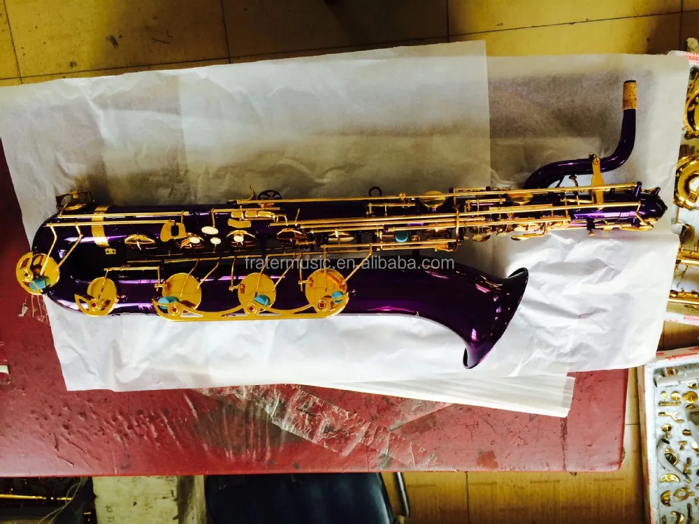 Best Sell Eb Baritone Sax Oem Good Quality Gold Lacquer Yellow Brass