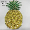 Pineapple embroidery patches with rhinestones glass beads iron on patches