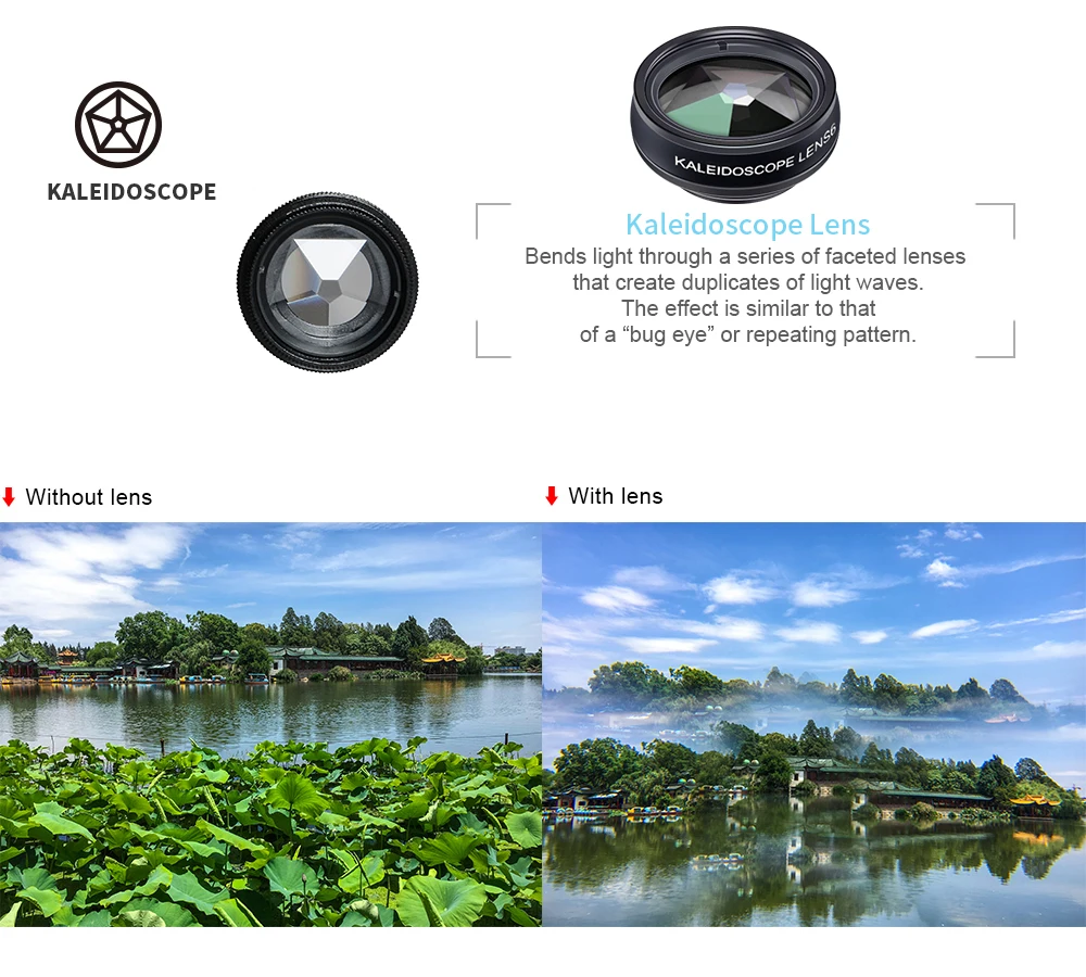 APEXEL APL-DG7 7 in 1 Cell Phone Camera Lens Kit Universal Clip 0.36X Wide Angle Macro Fisheye Telephoto Lens