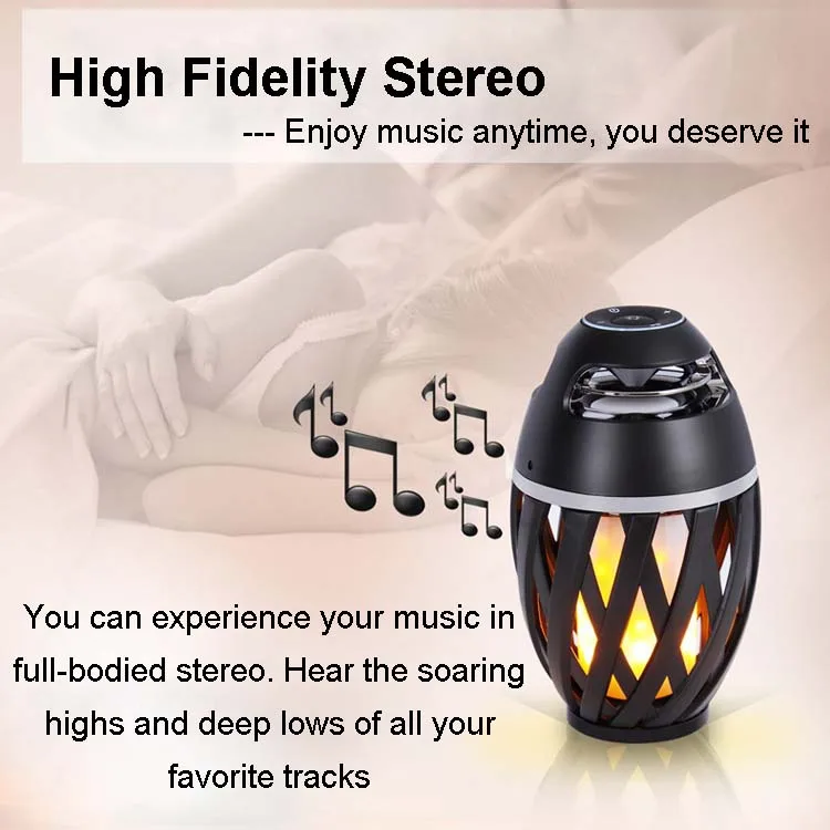LED Flame Speaker, Wireless 5W 4 ohm Bass 8 Hours Fire Torch Night Light Music Dancing Flicker Atmosphere Table Lamp Speakers - ANKUX.COM