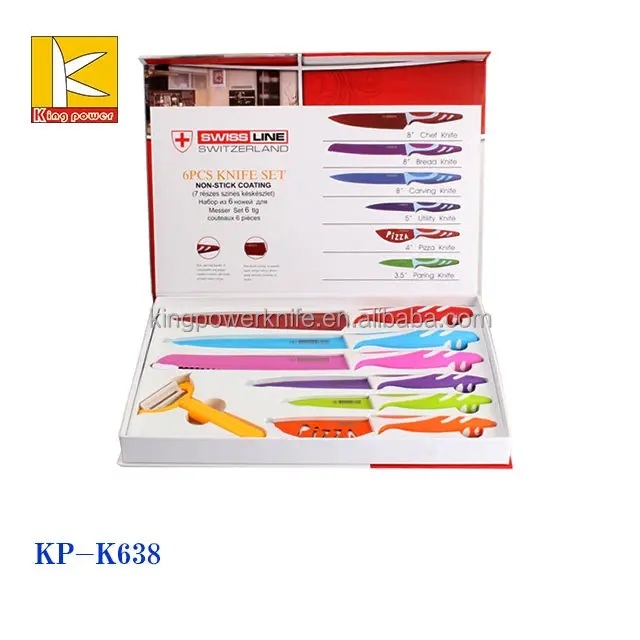 Fancy gift box packed swiss line non stick the kitchen knife