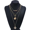 Eco-friendly fashion multi strand 4 layer wire women necklace with charms wholesale