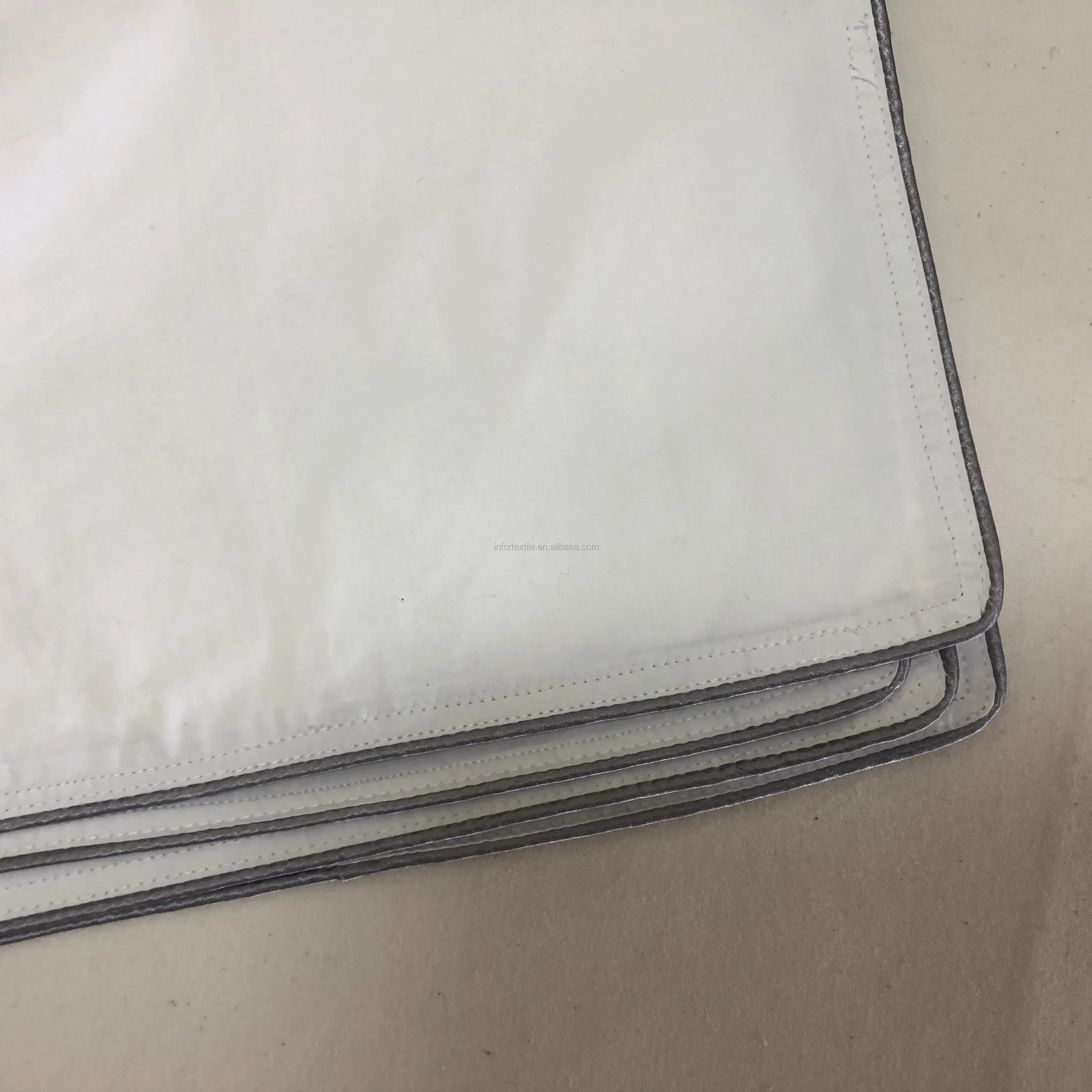 233TC  DOWN PROOF  100%COTTON   white color pillow shell with  piping AND HEIGHT  OR  3D MESH