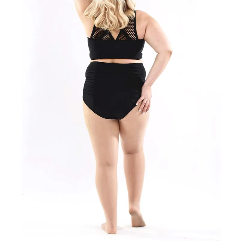 Custom Logo Waist Swimsuit Big Size Bikini Black Plus Size Fat Ladys In Swimwear For Fat Women - Buy Fat Women In Bikini,Fat Ladys In Bikini,Swimwear For Fat Women Product