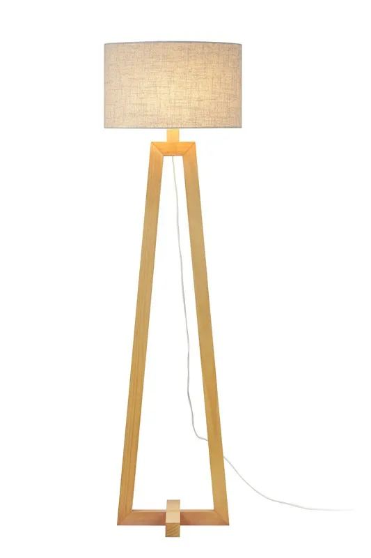 Modern Simple Beige Yellow Fabric Wood Standing Floor Lamp Modern Simple Beige Yellow Fabric Wood