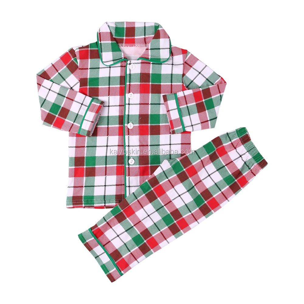 2018 Bulk Wholesale Kids Girls Boys Pyjamas Pajamas Set Gingham