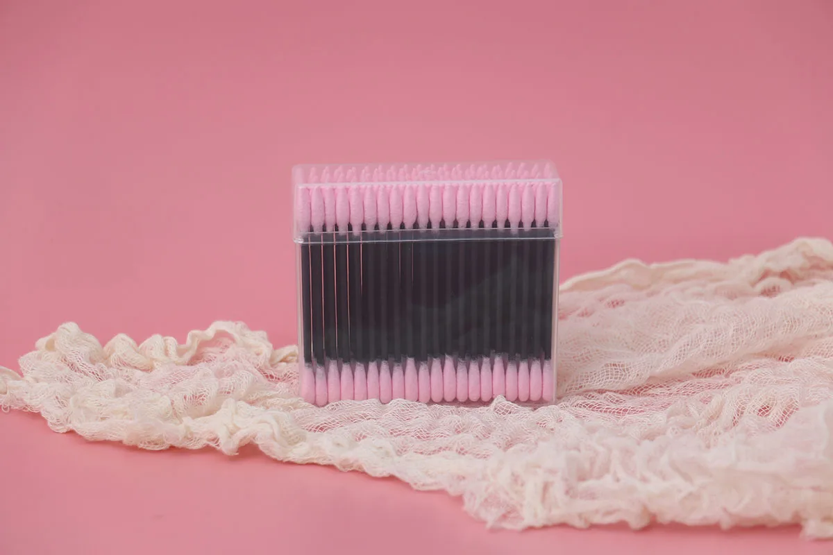 100pcs Black Paper Stick Pink Cotton Tip Colored Cotton Swabs Buy
