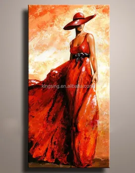 Abstract Sexy Girl Red Dress Handmade Abstract Oil Painting Texture ...