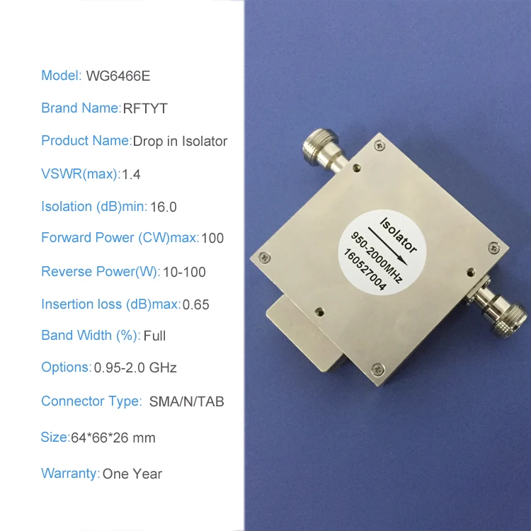 RFTYT TG6466E 0.95-2.0 GHz RF Coaxial Isolator