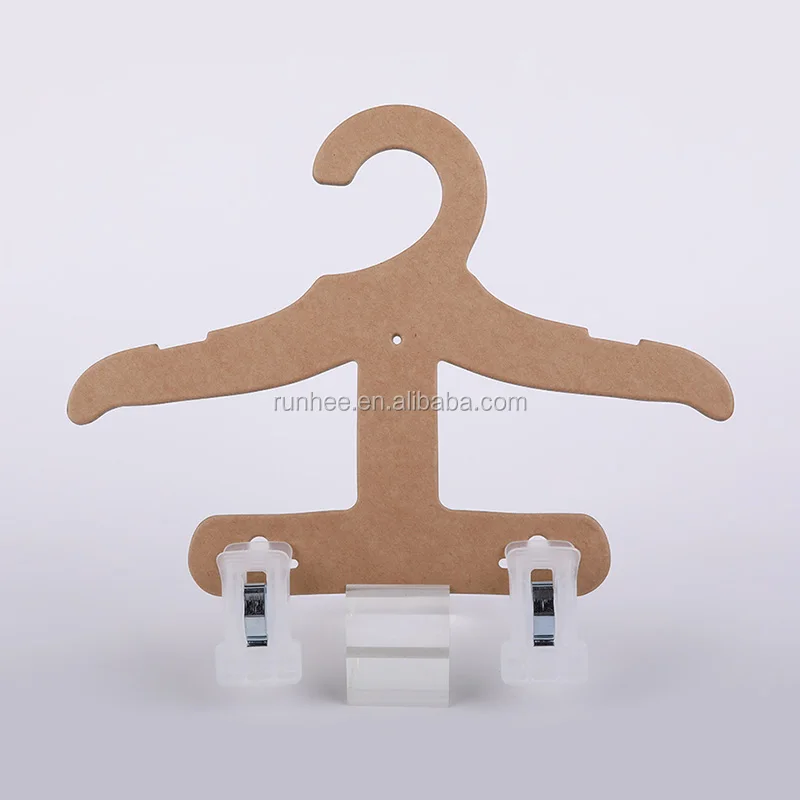 Standing Kraft Paper Baby Hangers With Plastic Clips For Display Clothing Wholesale