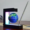 Creative furnishing articles levitating globe E shape magnetic levitation floating and rotating world globe with led