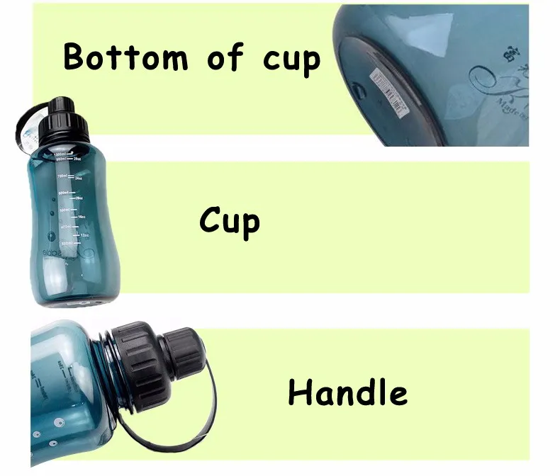 Large Capacity Leak Proof Black Plastic Drinking Water bottle