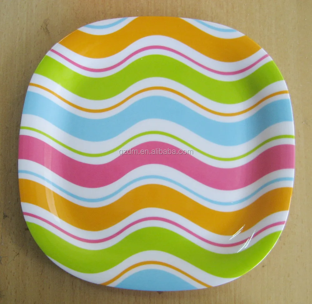 Wave Design Melamine Square Plate
