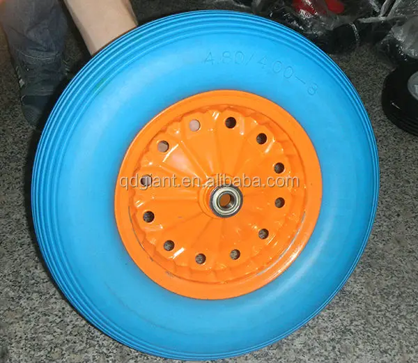 blue PU foam rubber wheel 4.80/4.00-8