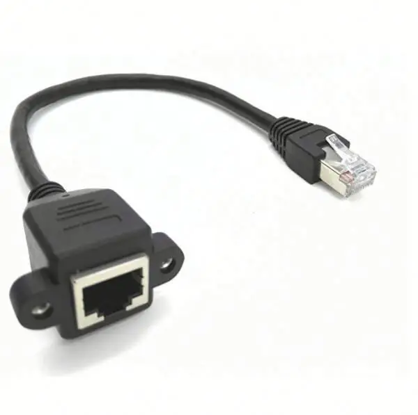 60cm RJ45 Cat5e M//F Shielded Ethernet Network Screw Panel Mount Extension Cable