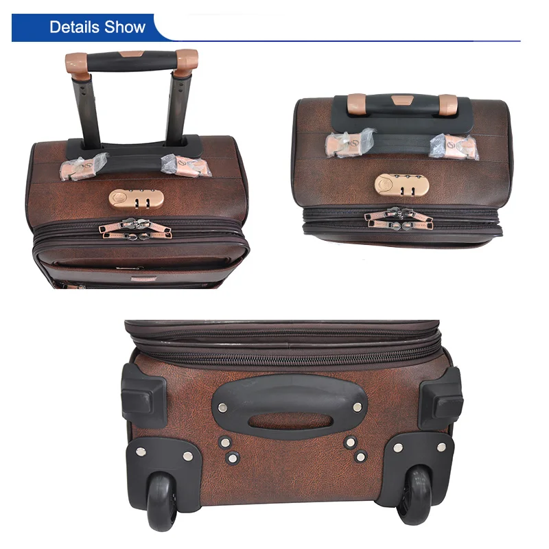Omaska New Direction Factory Supplier Pu Leather Brown Trolley Bag