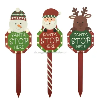 Wooden Christmas Led Yard Stake Decoration Snowman Santa Claus Elk