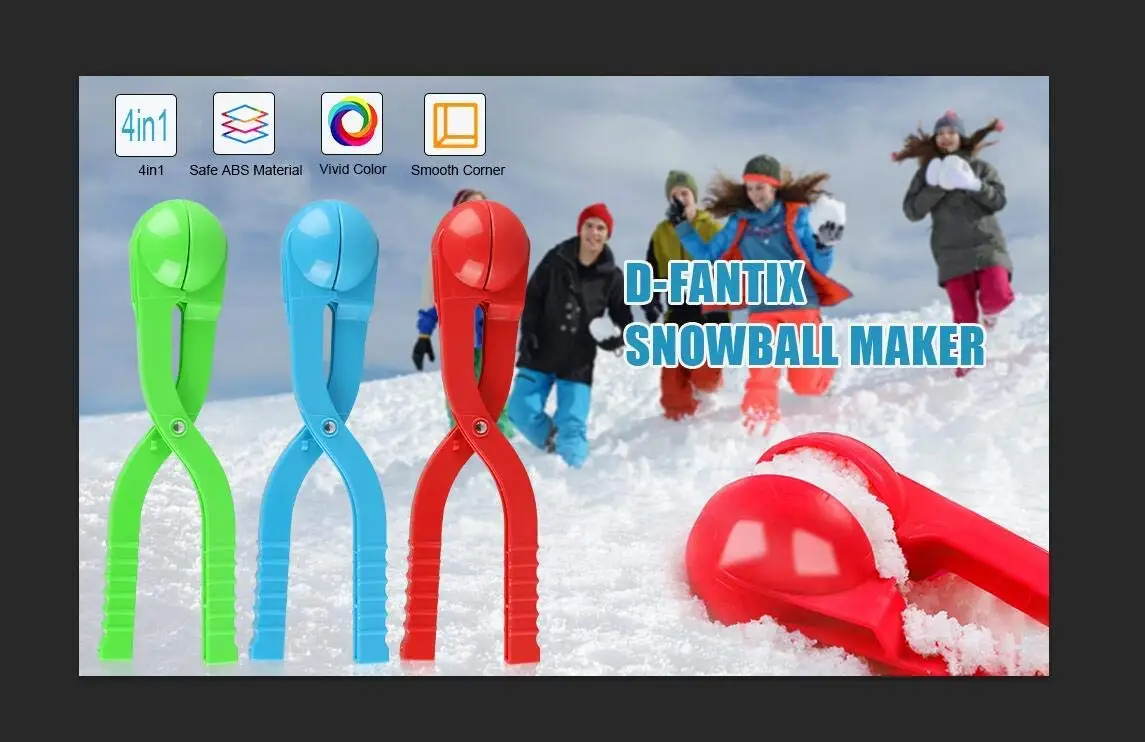 D-FantiX Snowball Maker Snow Toys for Kids Boys Winter Outdoor Snow Play Games Large 3 Pack