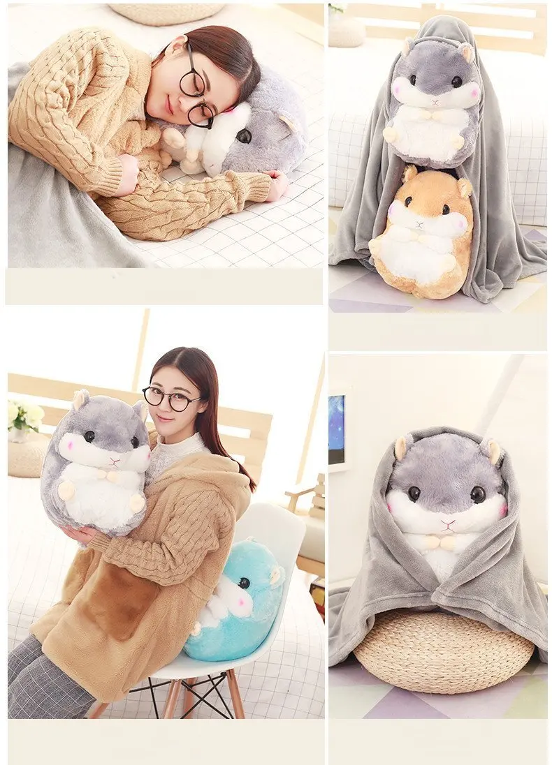Customized 2 In 1 Cute Stuffed Animal Hamster Plush Toy And Blanket Buy Factory Oem Cotton
