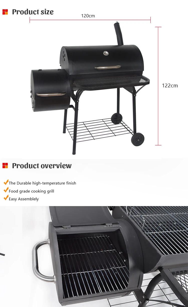 Superior Quality Double Barrel Charcoal Barbecue Grill Design Outdoor