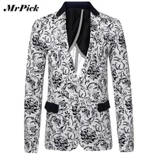 Men Printed Blazer Jacket 2015 Fashion Brand Floral Pattern Slim Fit Long Sleeve Blazer Spring Autumn Casual Suit Jacket Z2009