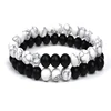 White Turquoise Jewelry Black Agate Natural Stone Bead Bracelet A pair Couple Bracelets