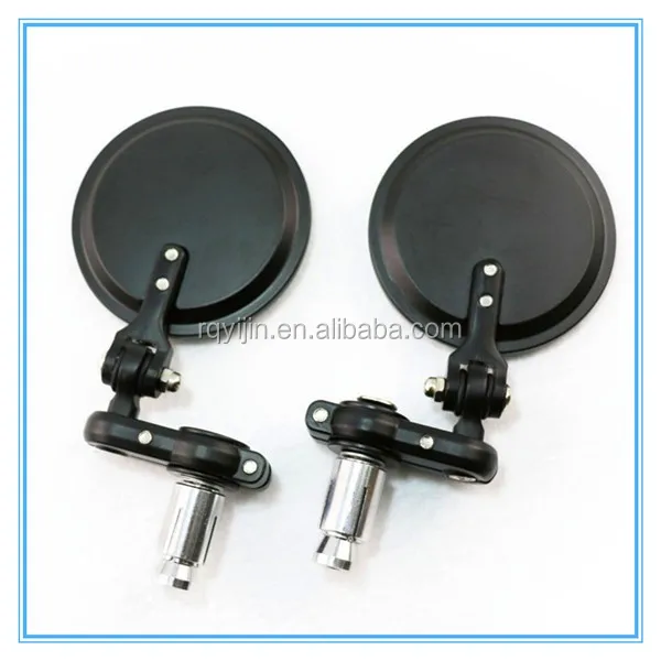 MZS Motorcycle Mirrors - Foldable Hawk-Eye Rear View Mirrors With 10mm/8mm Aluminum Mount, Black, Universal Fit For Street Bikes, ATVs, Scooters