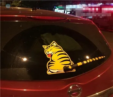 有趣的移动尾巴猫汽车雨刷贴纸的窗户雨刷