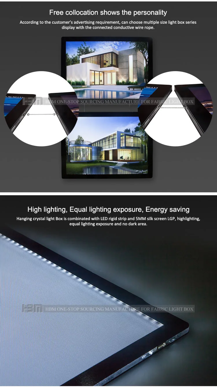 real estate hanging crystal light box double sided acrylic advertising slim light box