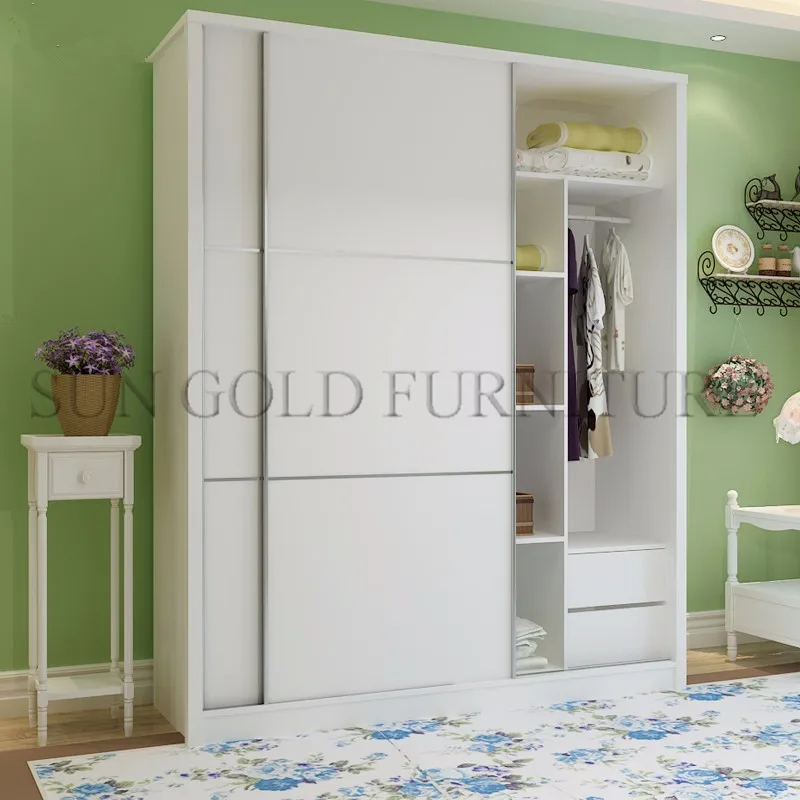 Cheap Wardrobe Closet Plywood Wardrobe Design With Sliding Door (sz