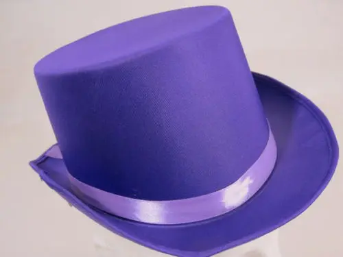 Adult Deluxe Satin Purple Top Hat Topper Willy Wonka Pimp Gangster Fancy Dress 
