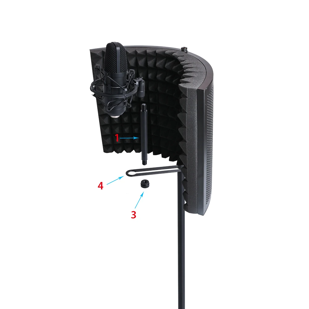 Black Metal + EVA Foam panel Microphone Isolation Shield for voice recording