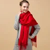 High quality new design solid color women woven customized ladies red cashmere wool scarf