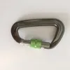 OEM D Ring Aluminium Screw Lock Tactical Hook Brass Hanger Bags Fishing Engraved Climbing Rock Button Double Carabiner for Keys