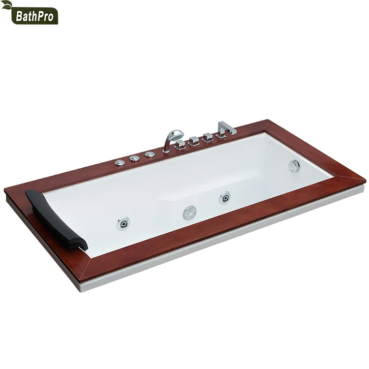 Underground Type 180cm Bath Tub Whirlpool Massage Acrylic Bathtub with LED light