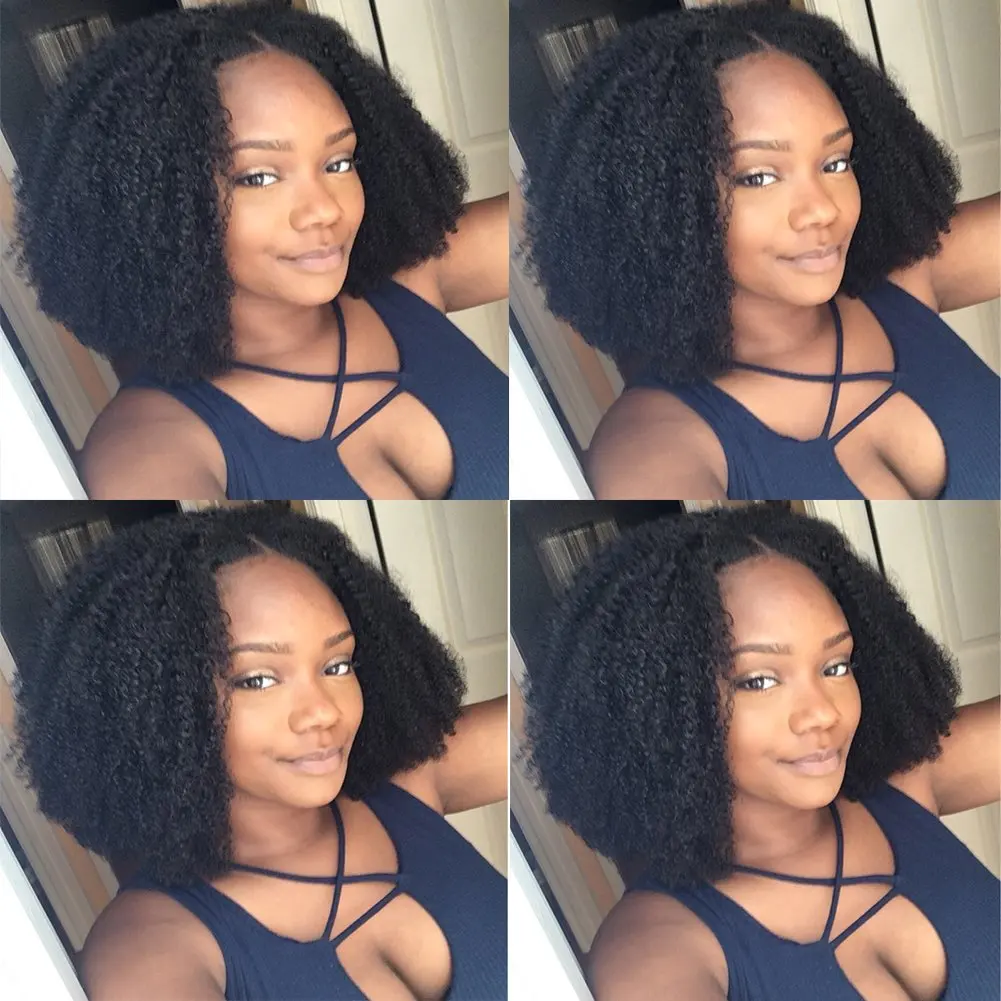Mongolian Afro Kinky Curly Hair Weave 4B 4C 100% Natural Remy Human Hair Extensions 2 Bundles with Lace Closure 3 Pcs/Lot(12"14"+10"closure)