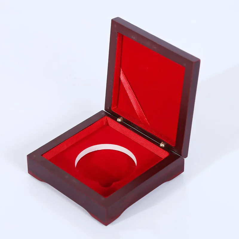 广州工厂定制样品免费木制存储硬币盒木制硬币展示盒