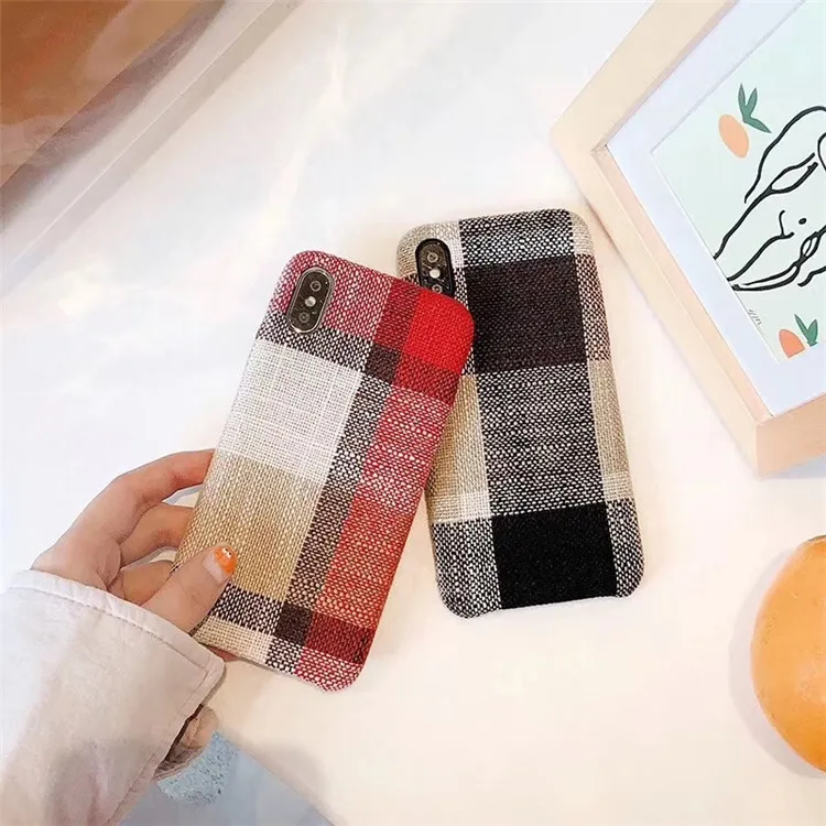 Fashion Classical Cloth Mobile Phone Cover England Plaid Fabric Phone Case For Iphone 7 8 X XS XR XSMAX