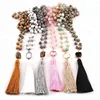 Fashion Bohemian Tribal Natural Stone necklace with Crystal Tassel charm Women Pendant Necklace Jewelry