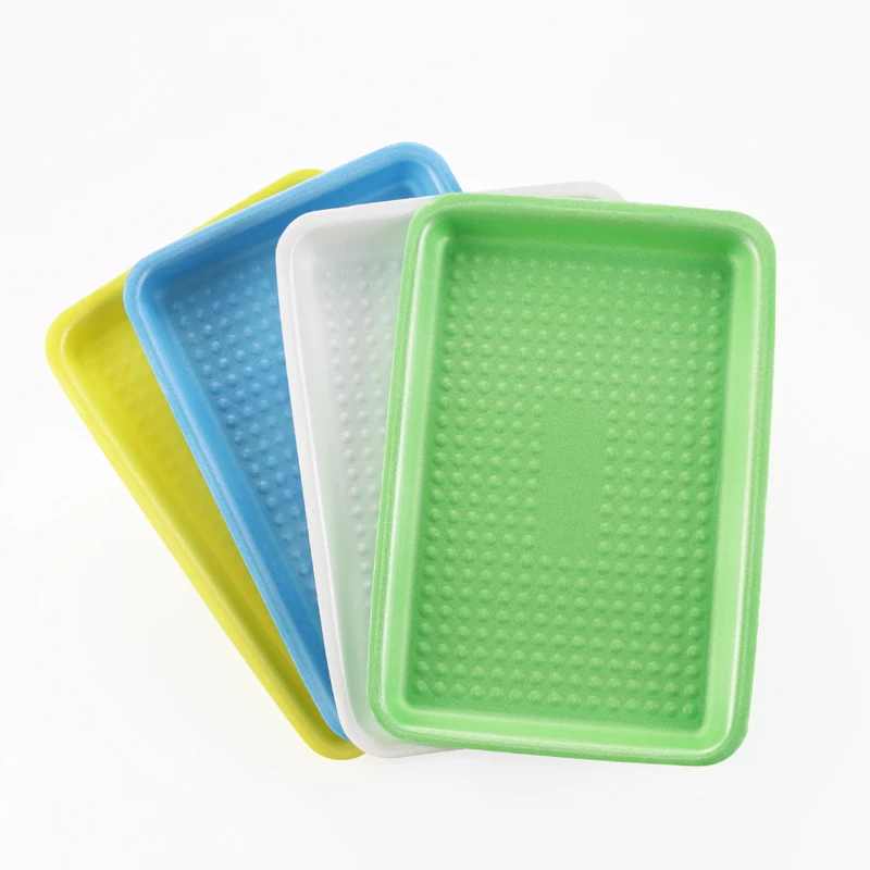 
26.2*17.8*2.3cm Eco-Friendly Disposable foam tray food grade foam party plate for fruit meat BBQ etc supermarket packing 
