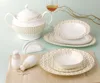 34pcs new bone china table dinnerware set with golden shiny waves crossed salient rim