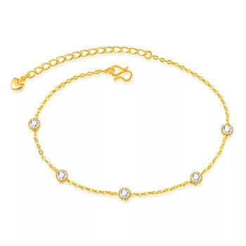 Copper Alloy18k Gold Crystal Fancy Girls Thin Chains Anklet Bracelets ...