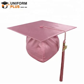 graduation shiny children wholesale cap pink satin primary gown bachelor polyester larger trencher alibaba