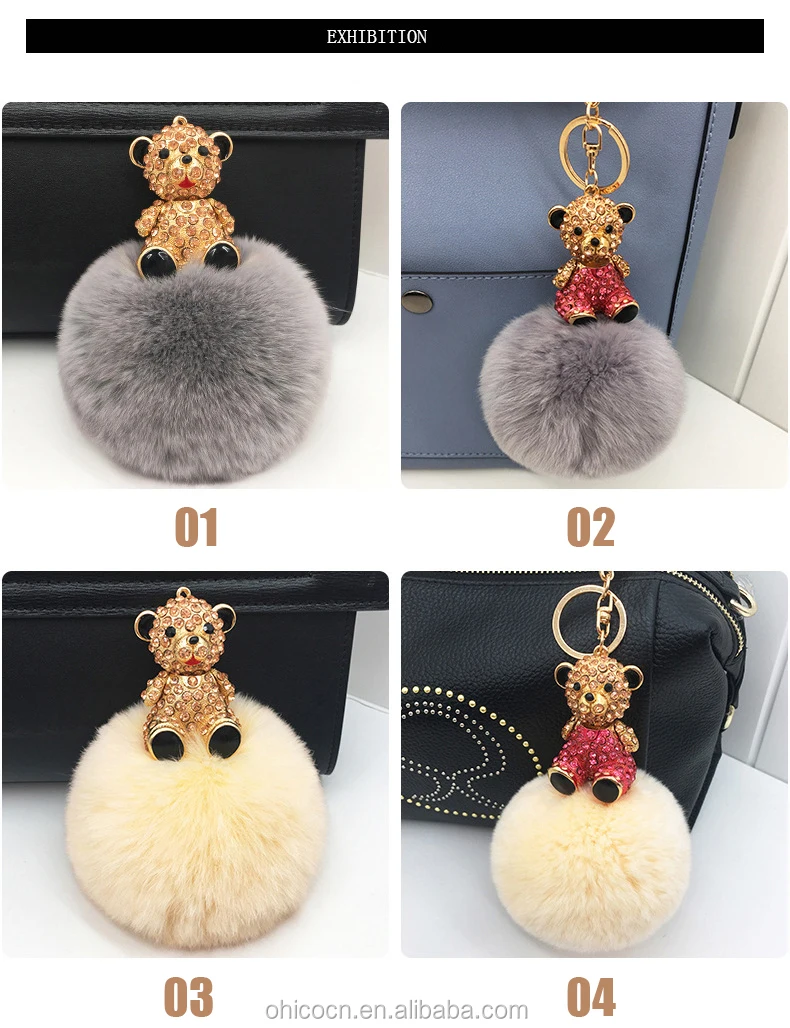 2017 Baru Kartun Popobe Bulu Kelinci Gantungan Kunci Bag Charm