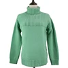 Custom make high quality wool sweater mint color winter blouse side vent rib turtleneck sweater